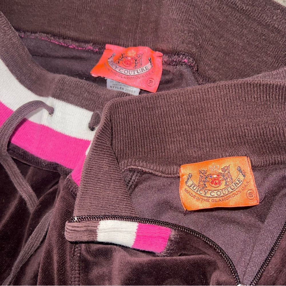 Juicy Couture Black Velour Track Pants with Pink Trim - Picture 7 of 7